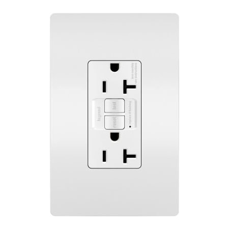 Legrand Radiant Self Test Receptacle, 20A, 125V, White